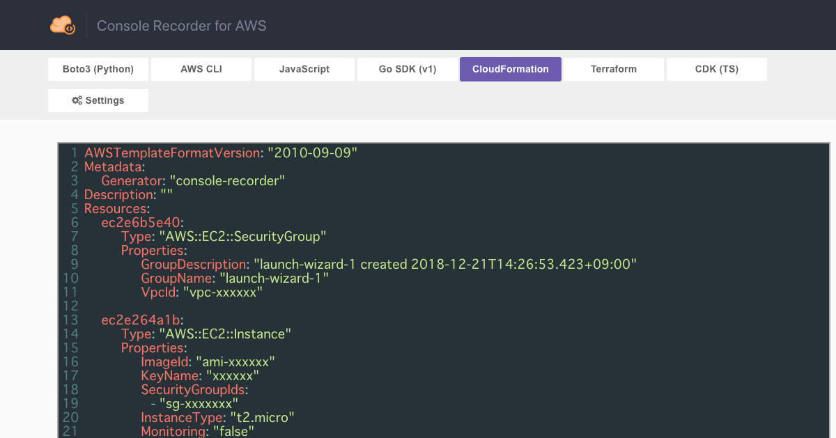 AWSマネジメントコンソールの操作を記録して再現コードやCloudFormationテンプレート、Terraform定義を生成してくれるブラウザ拡張 – Console Recorder for AWS