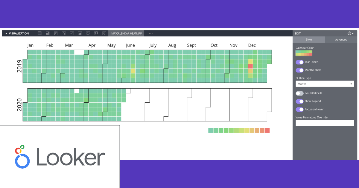 Lookerの可視化(Vizualization) – カレンダーヒートマップ(Calendar Heatmap)のアップデートで見た目が全面的に洗練されました #looker