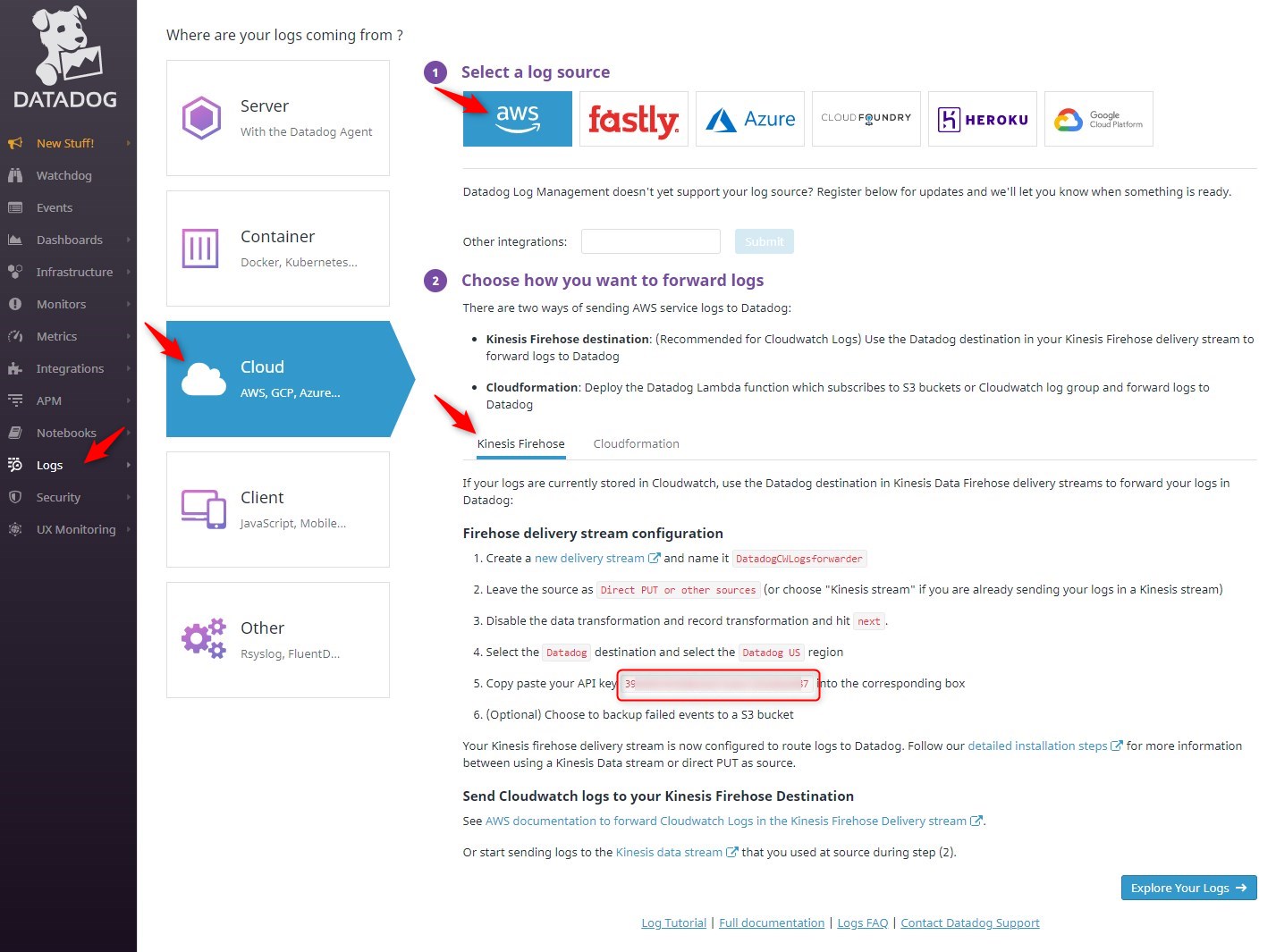 Firehose のサードパーティ連携を利用してDatadogへのログ転送を試してみた DevelopersIO