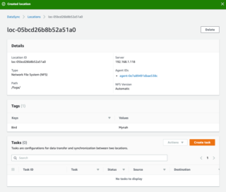 AWS DataSync のロケーションをロケーションタイプ S3 と EFS と NFS で作成してみた | DevelopersIO