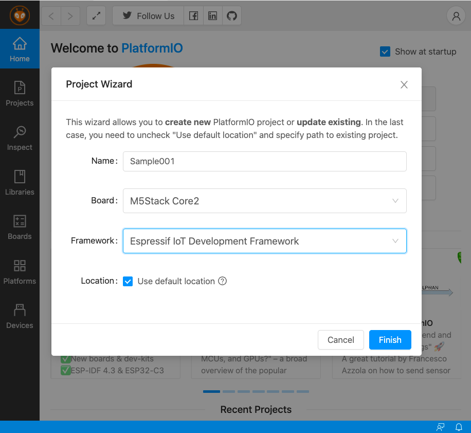 Visual Studio Code + PlatformIO 環境で M5Stack Core2 for AWS でHello Worldし ...