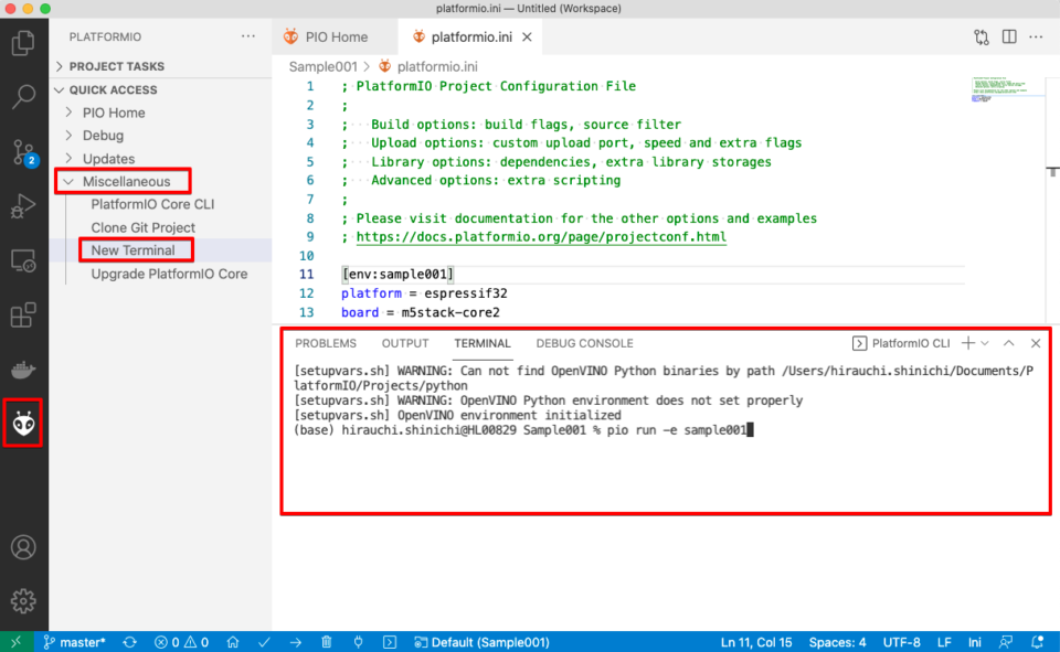 Visual Studio Code + PlatformIO 環境で M5Stack Core2 for AWS でHello Worldし ...