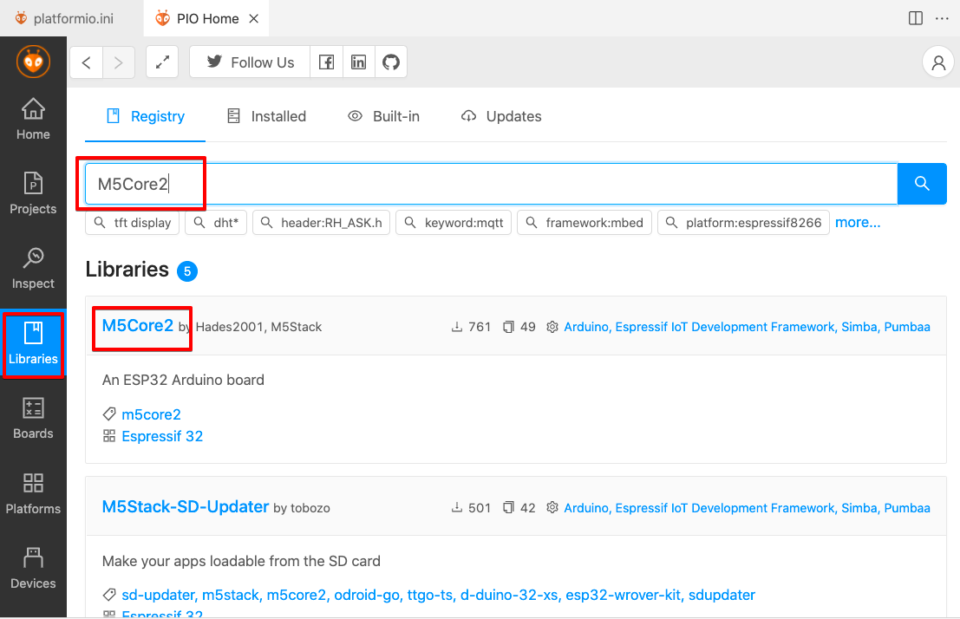 [M5Stack Core2 for AWS] PlatformIO を使用して、ArduinoでHello Worldしてみました ...