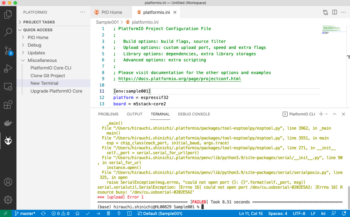 Visual Studio Code + PlatformIO 環境で M5Stack Core2 for AWS でHello Worldし ...