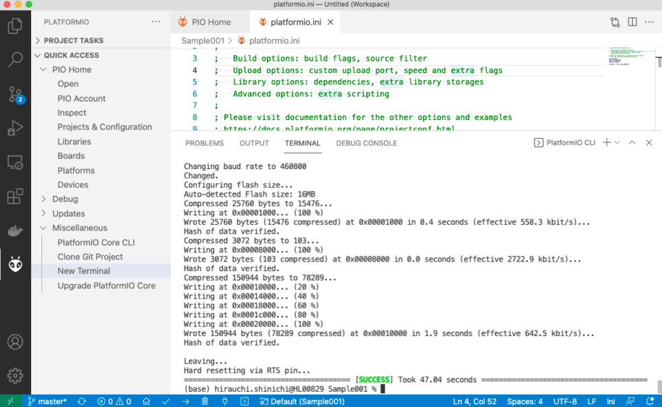 Visual Studio Code + PlatformIO 環境で M5Stack Core2 for AWS でHello Worldし ...