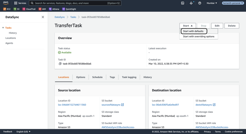 Copy files between buckets in S3 using AWS DataSync DevelopersIO