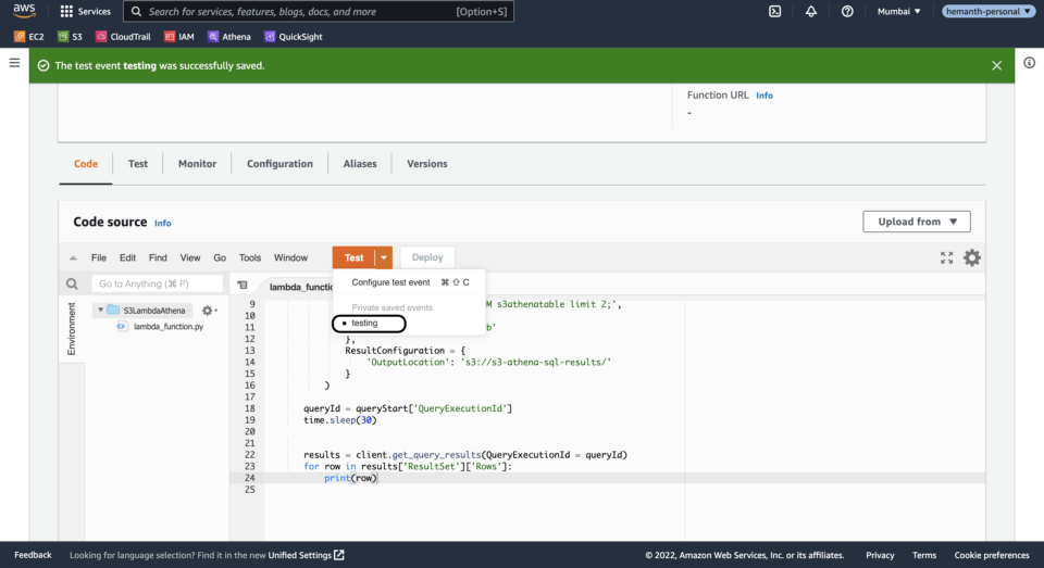 Querying AWS Athena using a Lambda Function | DevelopersIO