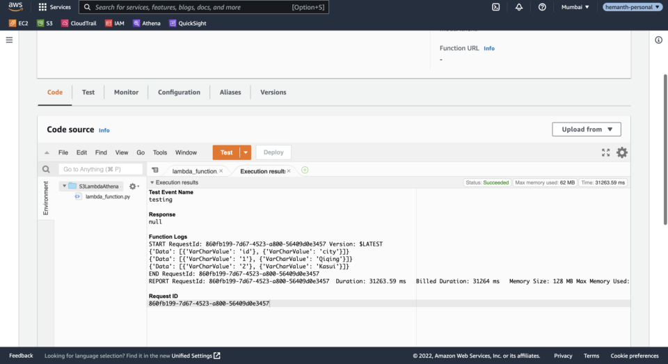 Querying AWS Athena using a Lambda Function | DevelopersIO