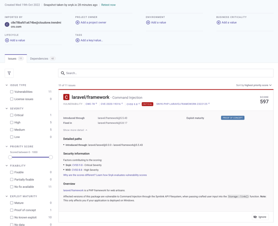 Cloud One Open Source Security by Snykを利用してオープンソースのコードに含まれる脆弱性を確認してみた ...