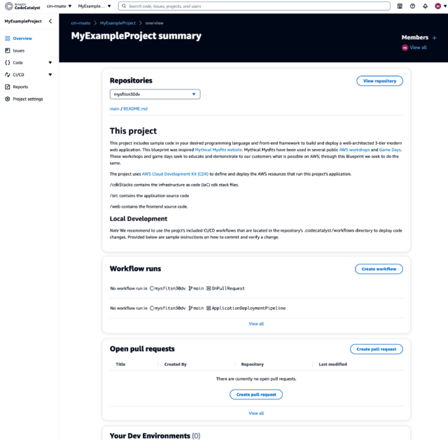 Amazon CodeCatalyst プロジェクトを作成してみる | DevelopersIO