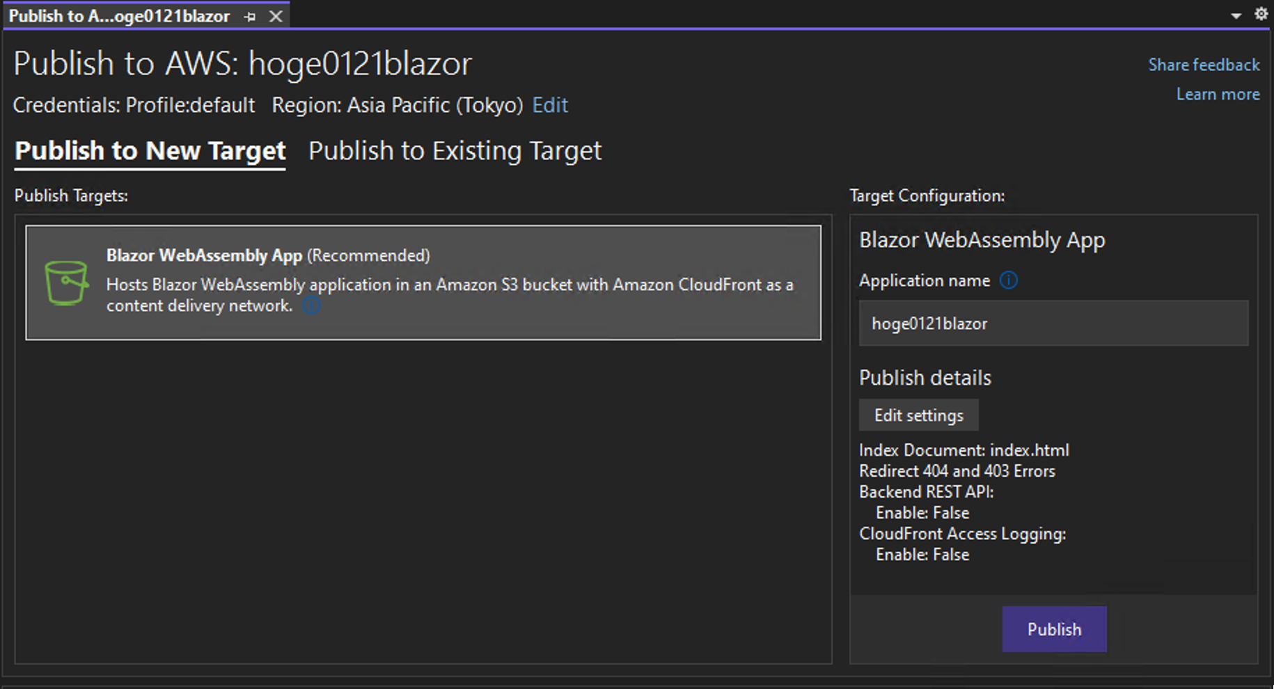 AWS Toolkit for Visual Studio で Blazor WebAssembly をデプロイした CloudFront ...