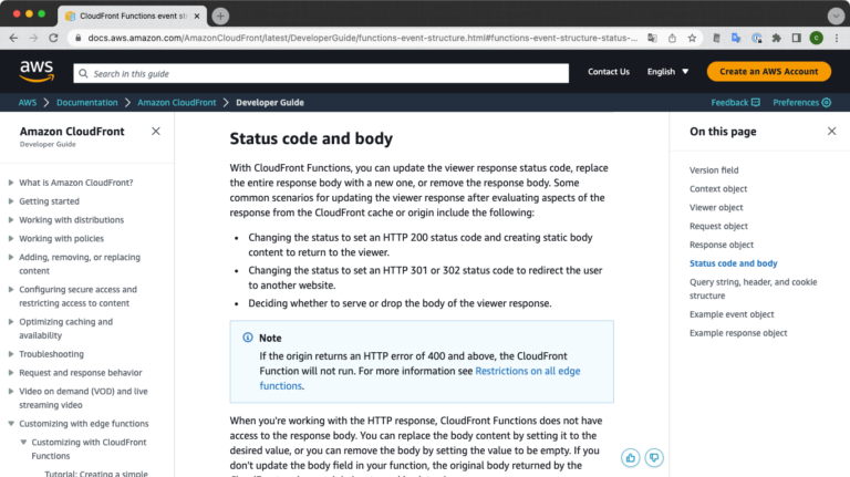 [update] CloudFront FunctionsでViewer ResponseのHTTPステータスコードとレスポンスbodyが変更 ...
