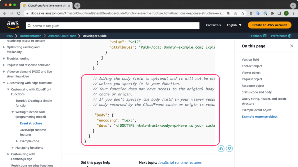 [update] CloudFront FunctionsでViewer ResponseのHTTPステータスコードとレスポンスbodyが変更