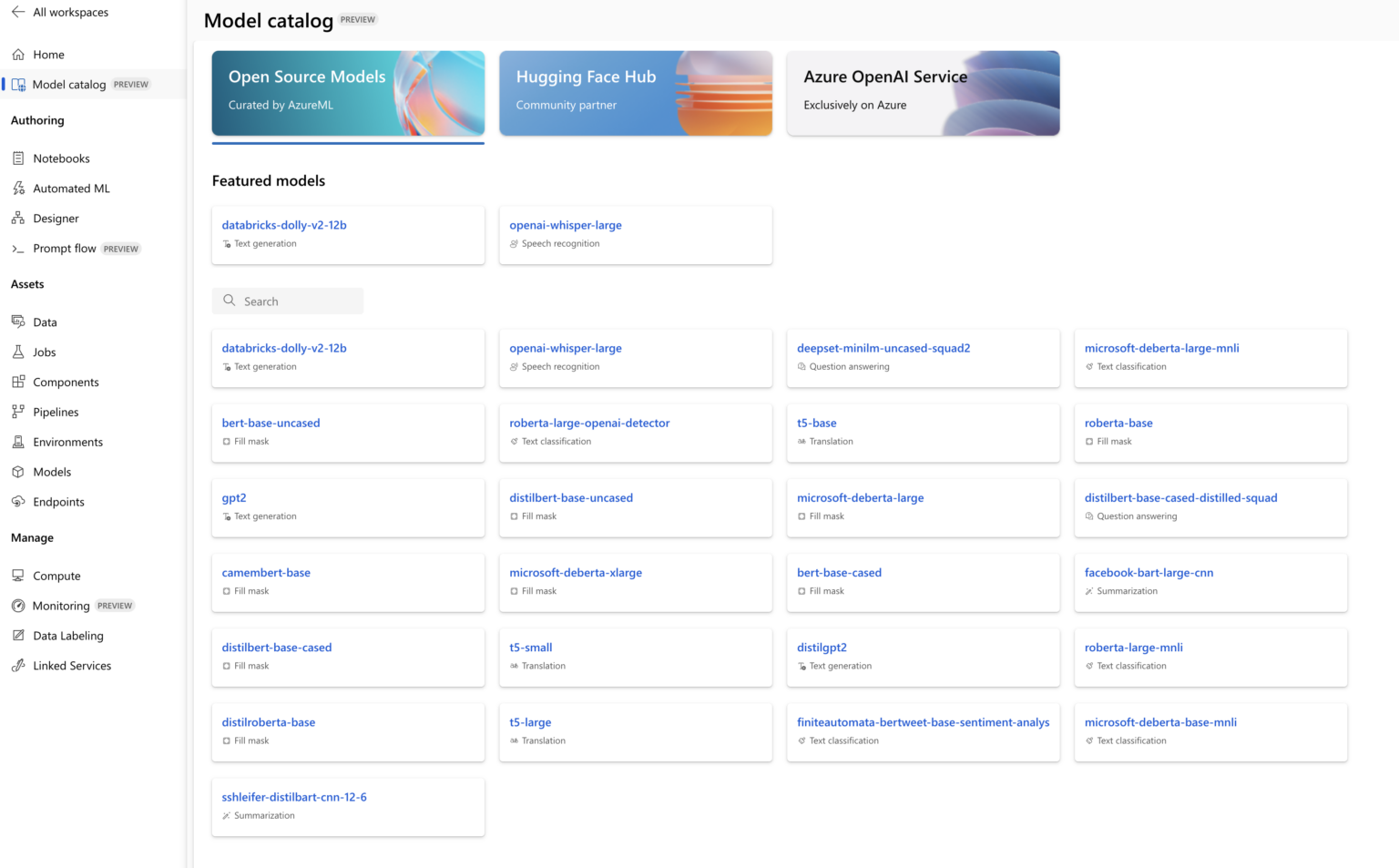 Machine Learning Model Catalog Azure Machine LearningでModel Catalogが使えるようになりました。 | DevelopersIO