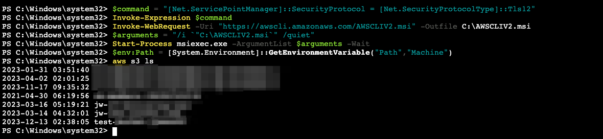 EC2 Windows에서 AWS CLI를 사용할 시 The term ‘aws’ is not recognized as the ...