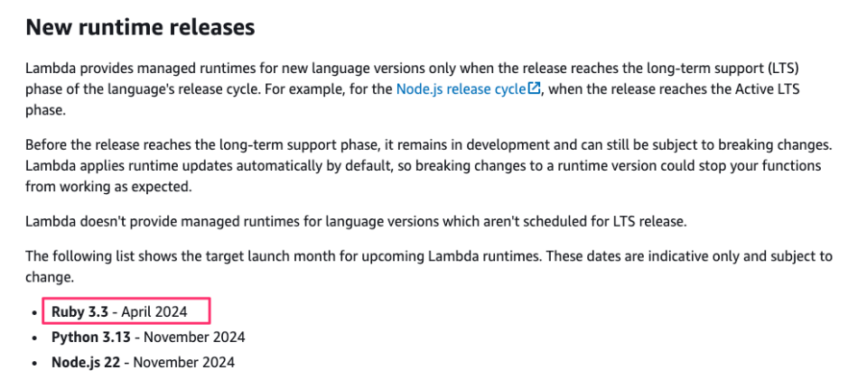 [アップデート] AWS Lambda で Ruby 3.3 が使えるようになったようなので、使えるか確認してみた | DevelopersIO